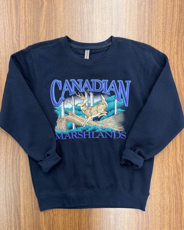 903 NVY - RETRO CANADIAN CREWNECK, DEER